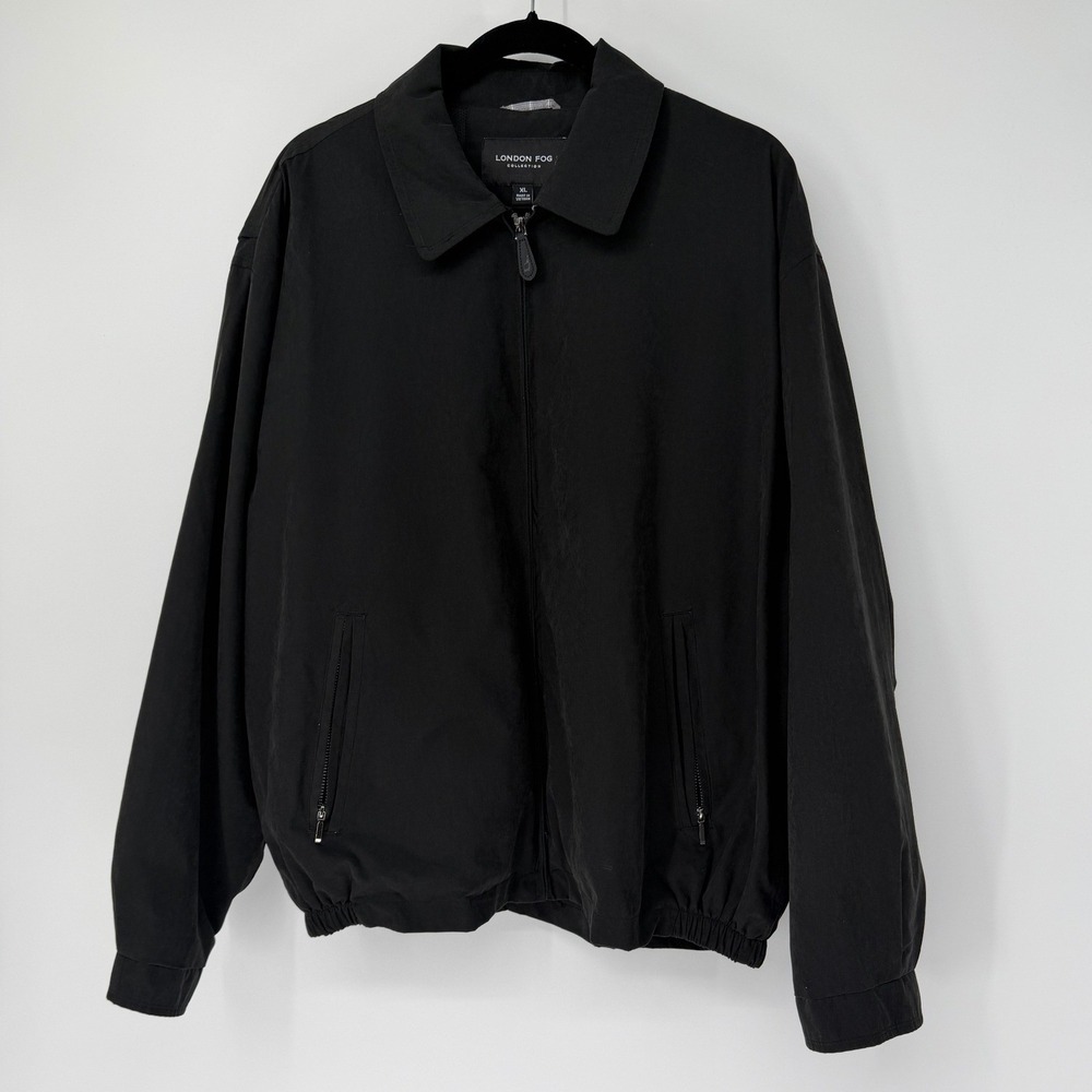 London Fog Collection Mens XL Black Microfiber Full Zip Golf Jacket Windbreaker